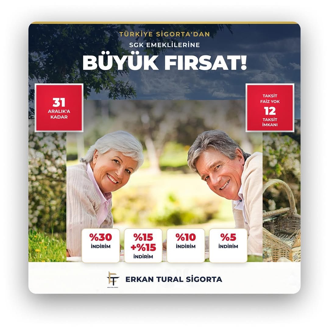 Değerli SGK Emeklilerimiz, çayınızı yudumlarken içinizi rahatlatacak harika bir haberimiz var! ☕🌿
Türkiye Sigorta’nın e